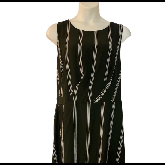 ❤️Rachel Roy Pinstripe Sleeveless Below Knee Fall Summer Office Night Out Dress - Picture 7 of 13